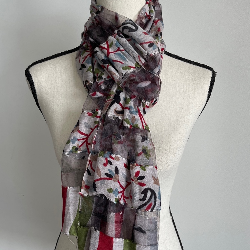 Rolando lake Como, Italy 100% Silk Scarf Sheer Panels